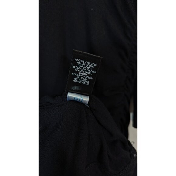 Torrid Black Ruched Bodycon Dress 1X Midi V-Neck 3/4 Sleeve Stretchy Plus Size - Picture 7 of 8